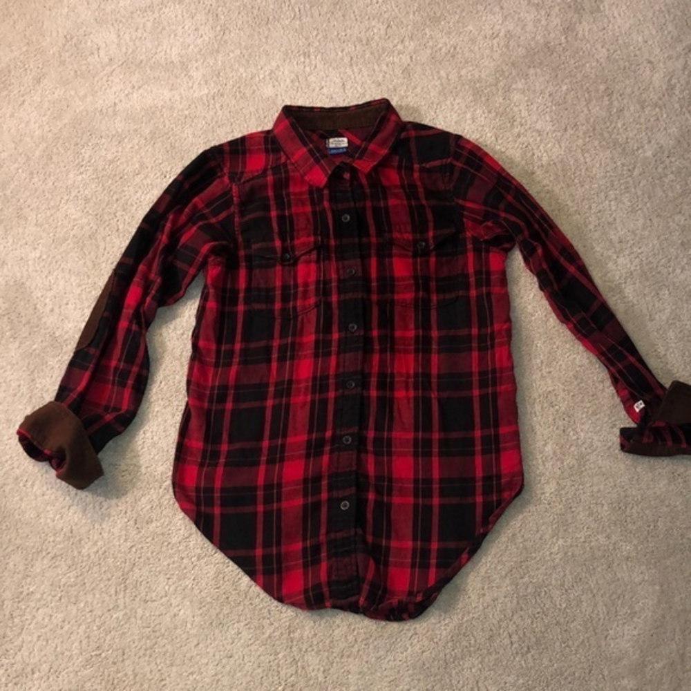 Kavu Outdoor Wear‎ Women’s Small Plaid Flannel Button Down Shirt Red Bla…